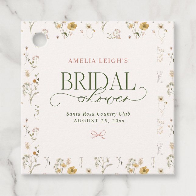 Whimsical Sagoträdgård & Bågar Bröllopsdusch Gåvor Etiketter (Framsida)