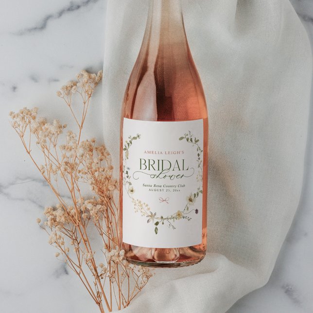 Whimsical Sagoträlsgård & Slöjbågar Bröllopsdusch Vinflaska Etikett (Skapare uppladdad)