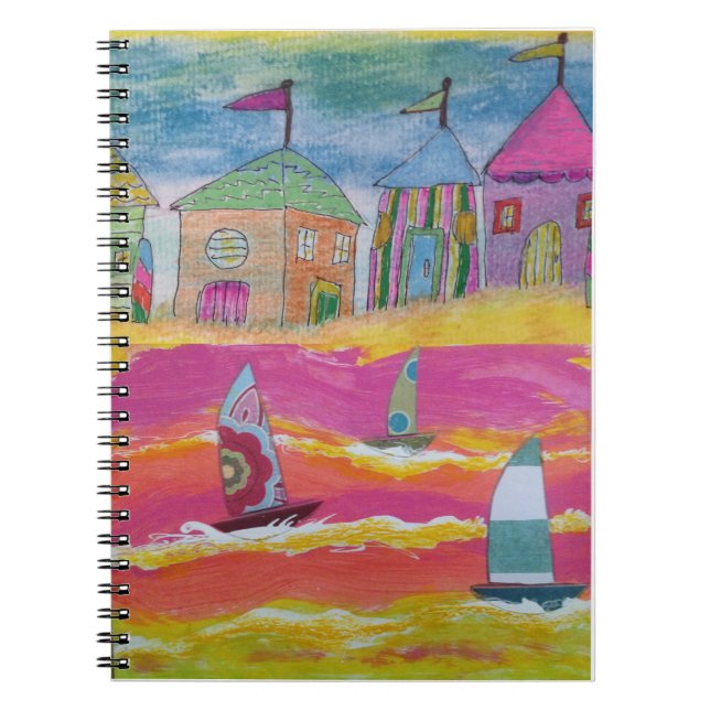 Whimsical Sailboats and Beach Huts Anteckningsbok (Framsidan)
