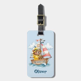 Whimsical Sailor Bear on Sailboat  Bagagebricka
