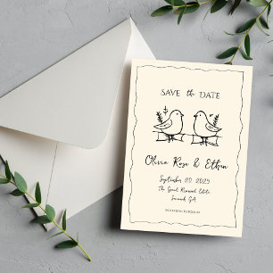 Whimsical Sällsam Duva Handritad Save the Date Spara Datumet