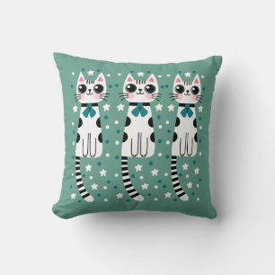 Whimsical Sällsam Katt Teckning Doodle Kudde