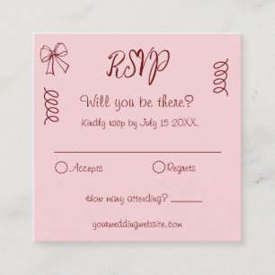 Whimsical Sällsamma Klotter Rosa Bröllop RSVP Tilläggskort