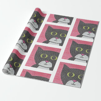 Whimsical Sam Cat Porträtt Wrapping Papper Presentpapper