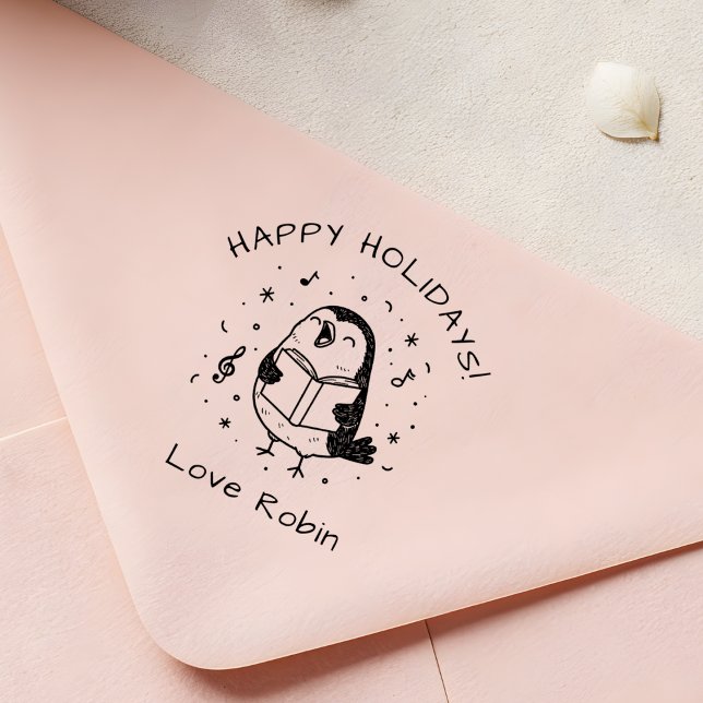 Whimsical Sång Singing Robin God jul Självfärgande Stämpel (Skapare uppladdad)