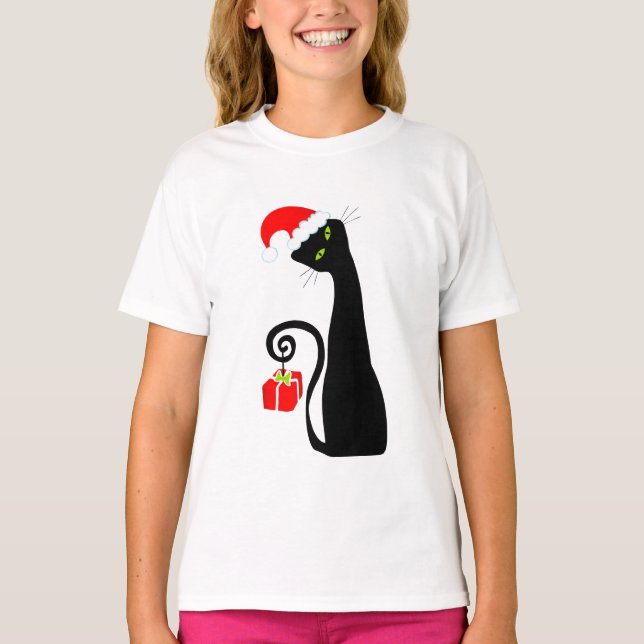 Whimsical Santa Cat Baby T-Shirt (Framsida)