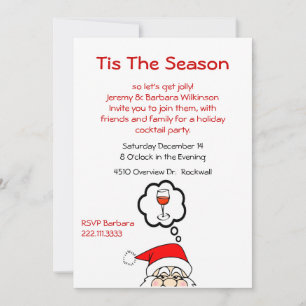 Whimsical Santa Helgdag Cocksvans Party-inbjudan Inbjudningar