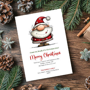 Whimsical Santa Lekern julhälsning Julkort