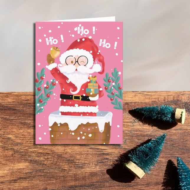 Whimsical Santa Rosa Folded Helgdag Card Helgkort (Skapare uppladdad)