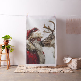 Whimsical Santa & Rudolph Nose to Nose Tyg