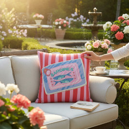 Whimsical Sardine Tin Graphic Design Pillow Kudde