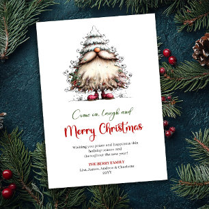 Whimsical Särpräglad Tomte Julkort