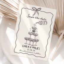 Whimsical Save the date champagne torn bröllop
