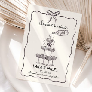 Whimsical Save the date champagne torn bröllop Spara Datumet