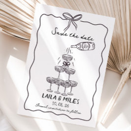 Whimsical Save the date champagne tower bröllop Spara Datumet