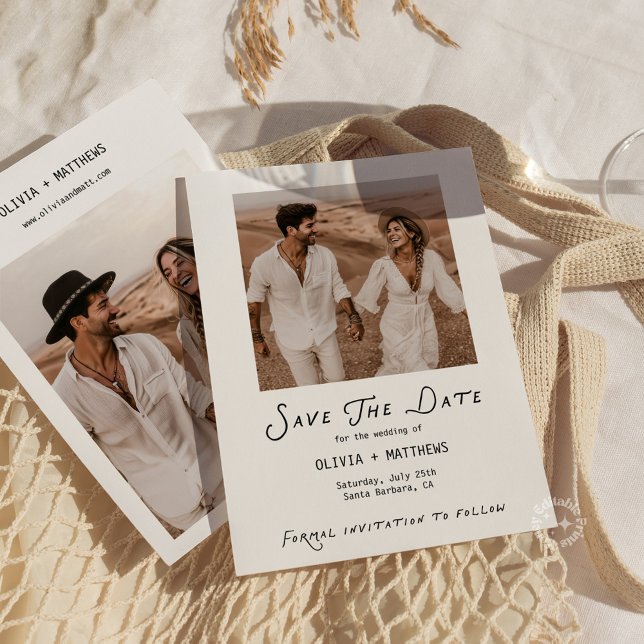 Whimsical Save the Date Foto Minimalistisk  Inbjudningar (whimsical save the date, photo save the date, minimalist wedding invitation, modern wedding statione)