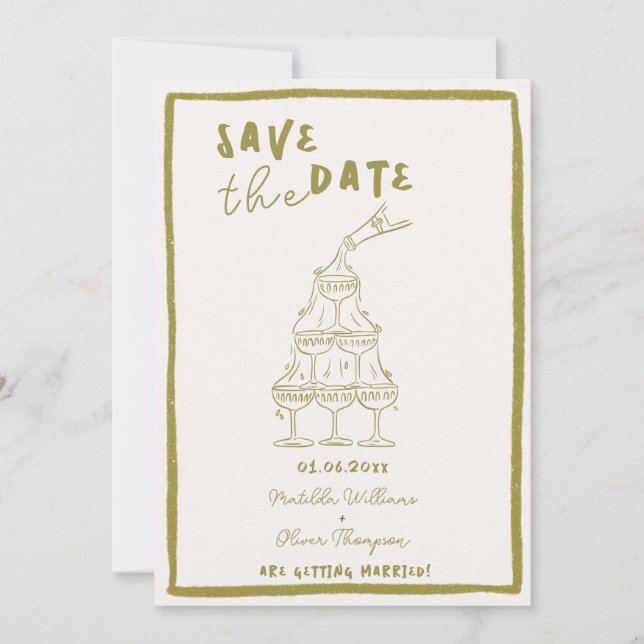 Whimsical Save The Date Inbjudan (Framsida)