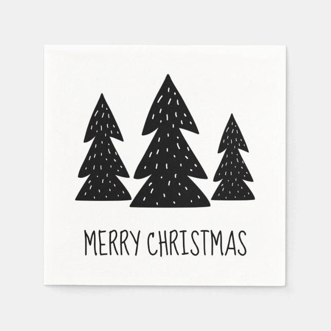 Whimsical Scandi Tall Träd God Jul Pappersservett (Framsidan)