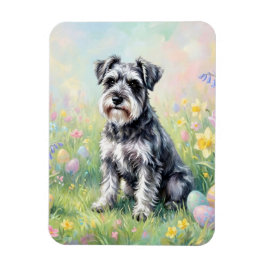 Whimsical Schnauzer med påskägg flexibel Magnet
