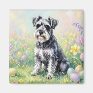 Whimsical Schnauzer med påskägg Magnet