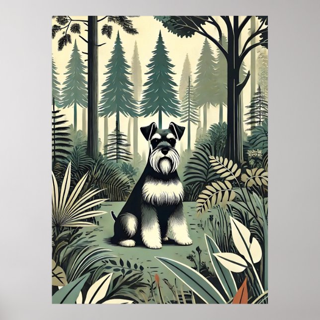 Whimsical Schnauzer Print, väggkonst (Framsidan)