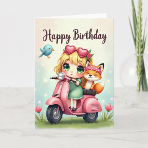 Whimsical Scooter Födelsedagskort Kort