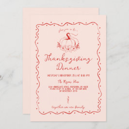 Whimsical Scribble Hand plockade Pumpkin Thanksgiv Inbjudningar