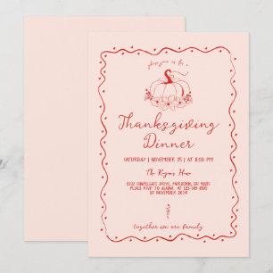 Whimsical Scribble Hand plockade Pumpkin Thanksgiv Inbjudningar