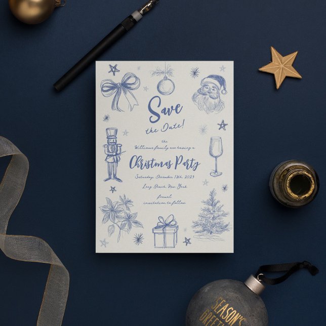 Whimsical Scribble Julfest Spara Datumet (Skapare uppladdad)