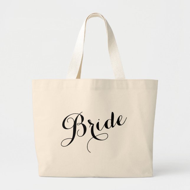 Whimsical Script Bride Bachelorette Tote Bag Jumbo Tygkasse (Framsidan)