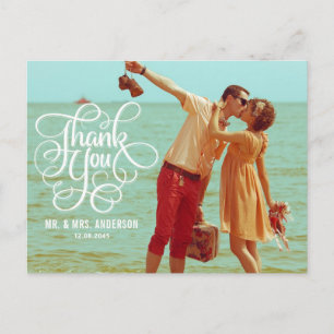 WHIMSICAL SCRIPT BRÖLLOP TACK POSTCARD VYKORT