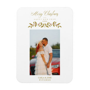 Whimsical Script Citat Foto Jul Familj Guld Magnet
