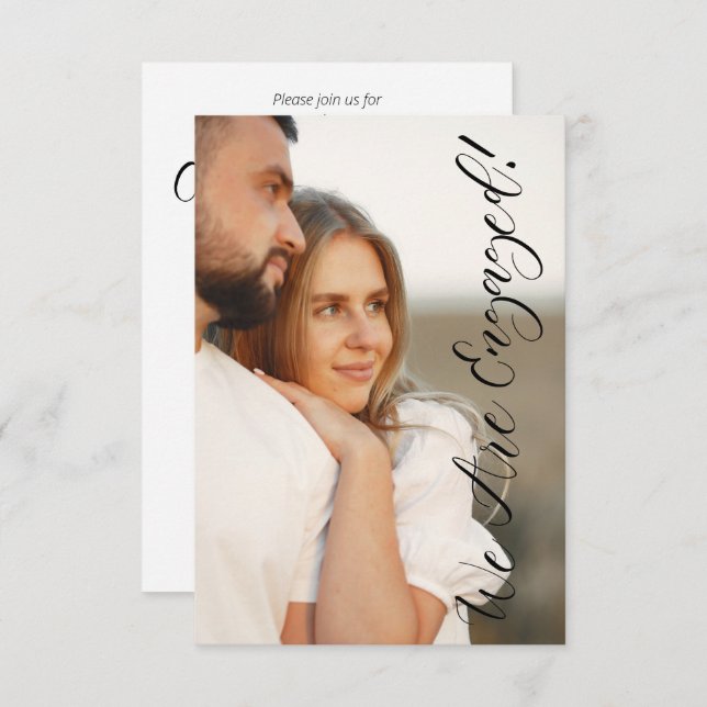 Whimsical Script Custom Photo Couple Engagement Inbjudningar (Fram/baksida)
