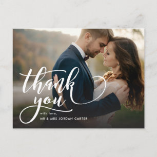 Whimsical Script Fullt Photo Bröllop Tack Vykort