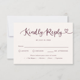 Whimsical Script Heart Traditionell Bröllops-RSVP OSA Kort