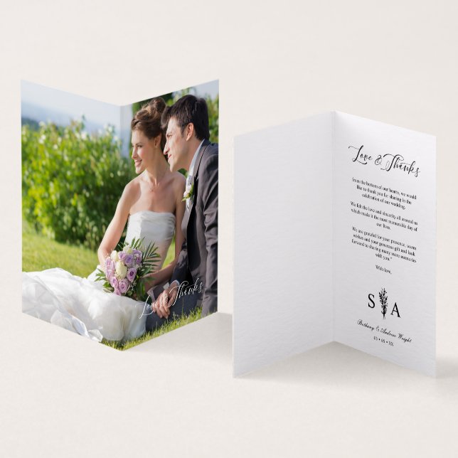 Whimsical Script Photo Romantic Botanical Branches Kort (In- och utsida)