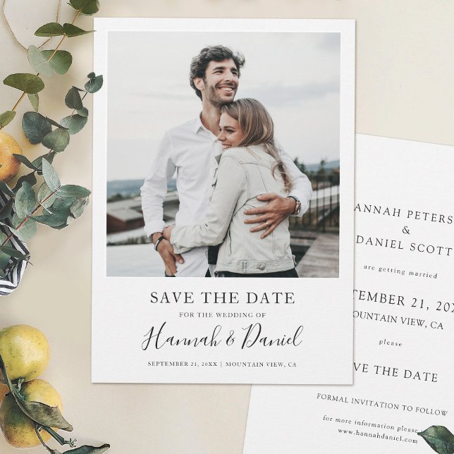 Whimsical Script Save the Date Card with Photo Spara Datumet (Skapare uppladdad)