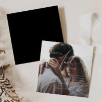 Whimsical Script | Svart fyrkantig foto bröllop