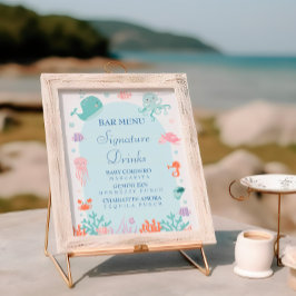 Whimsical Sea Life Namnteckning dricksvatten Baby Poster