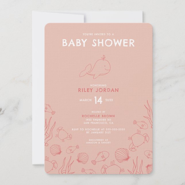 Whimsical Sea Theter Baby Shower-inbjudan Inbjudningar (Framsida)