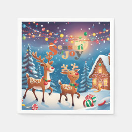 Whimsical Season of Joy Reindeer Colourful Festive Pappersservett
