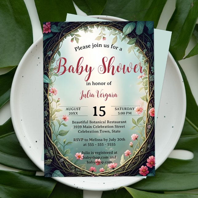 Whimsical Secret Garden Blommigt Baby Shower Inbjudningar (Skapare uppladdad)