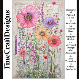 Whimsical Shabby chic Wildblommor S8R Decoupage