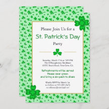 Whimsical Shamrocks St. Patrick Day Party Inbjudan