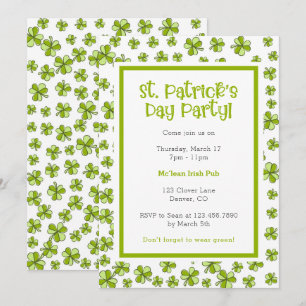 Whimsical Shamrocks St. Patrick Day Party Inbjudningar