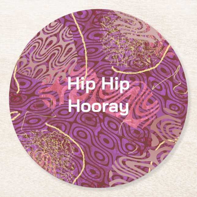 Whimsical Shapes Hip Hip Hooray-fest Underlägg Papper Rund (Framsidan)