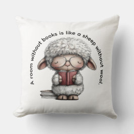 Whimsical Sheep Reading a Book Kudde