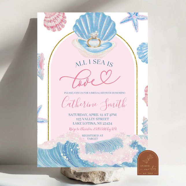 Whimsical Shell All I sea is love bridal shower Inbjudningar (Skapare uppladdad)