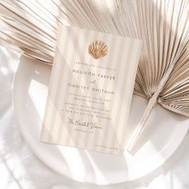 Whimsical Shell Monogram Coastal Wedding Inbjudningar