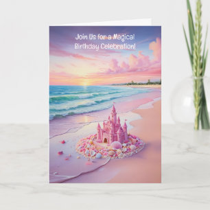 Whimsical Shoreline Castle-inbjudan Anteckningskort